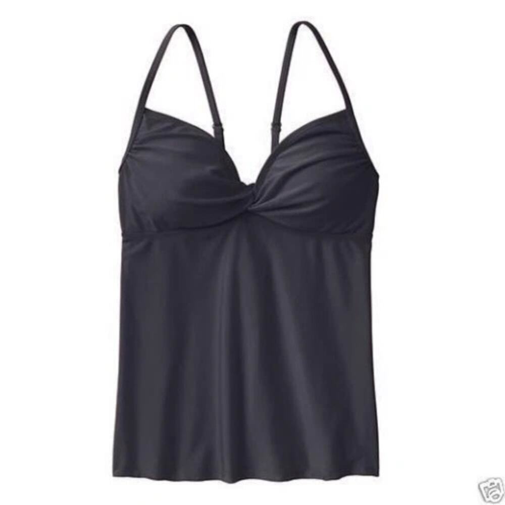 Athleta Sz S Knot Front Tankini Black Cut-out Back With Tie 964888